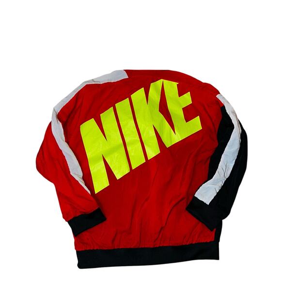 Nike Core Amplify Windrunner Nylon Windbreaker Black Red neon youth size medium - Picture 2 of 4